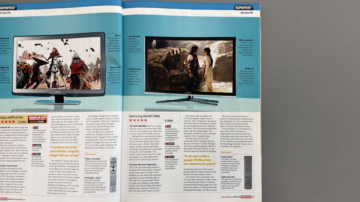 Samsung UE40C7000 review in What Hi-Fi? May 2010 issue