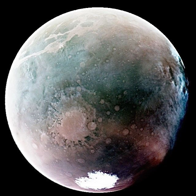 a UV view of Mars rendered in blue and purple shades