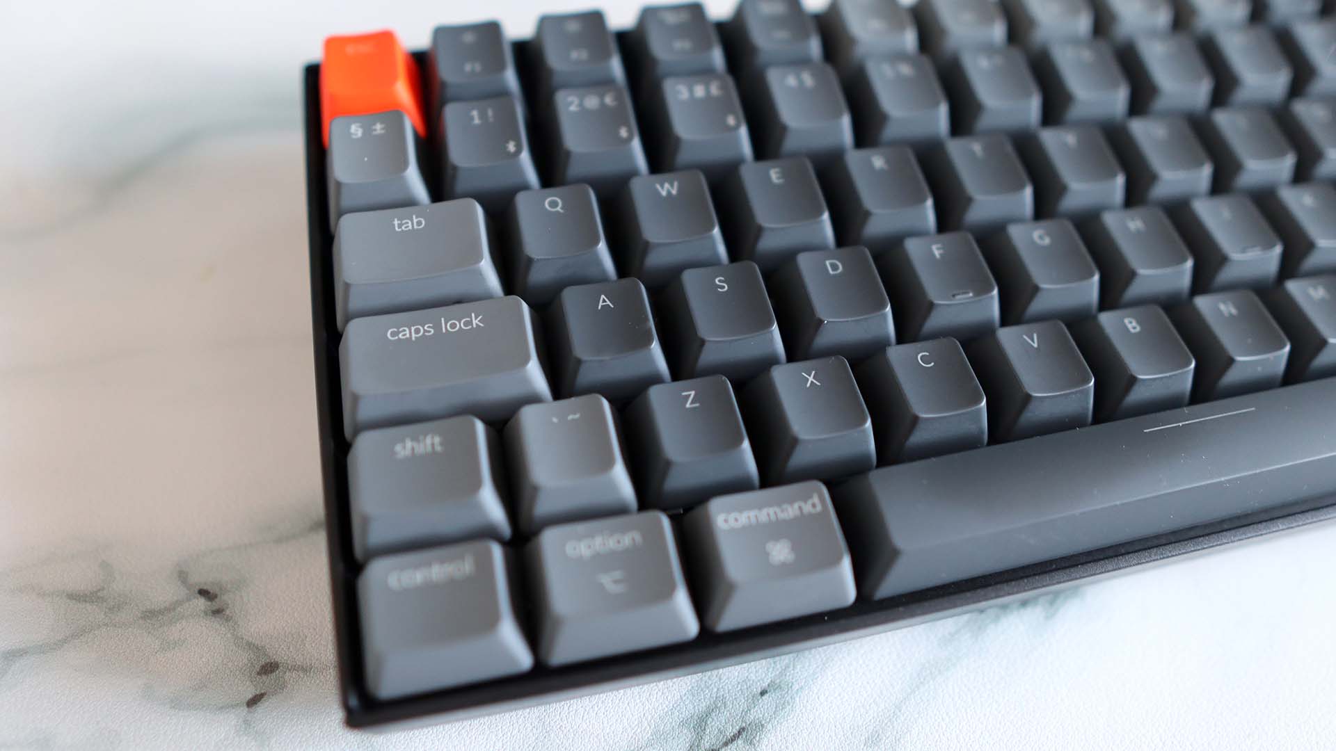 Keychron K2 gaming keyboard pictured on a desk