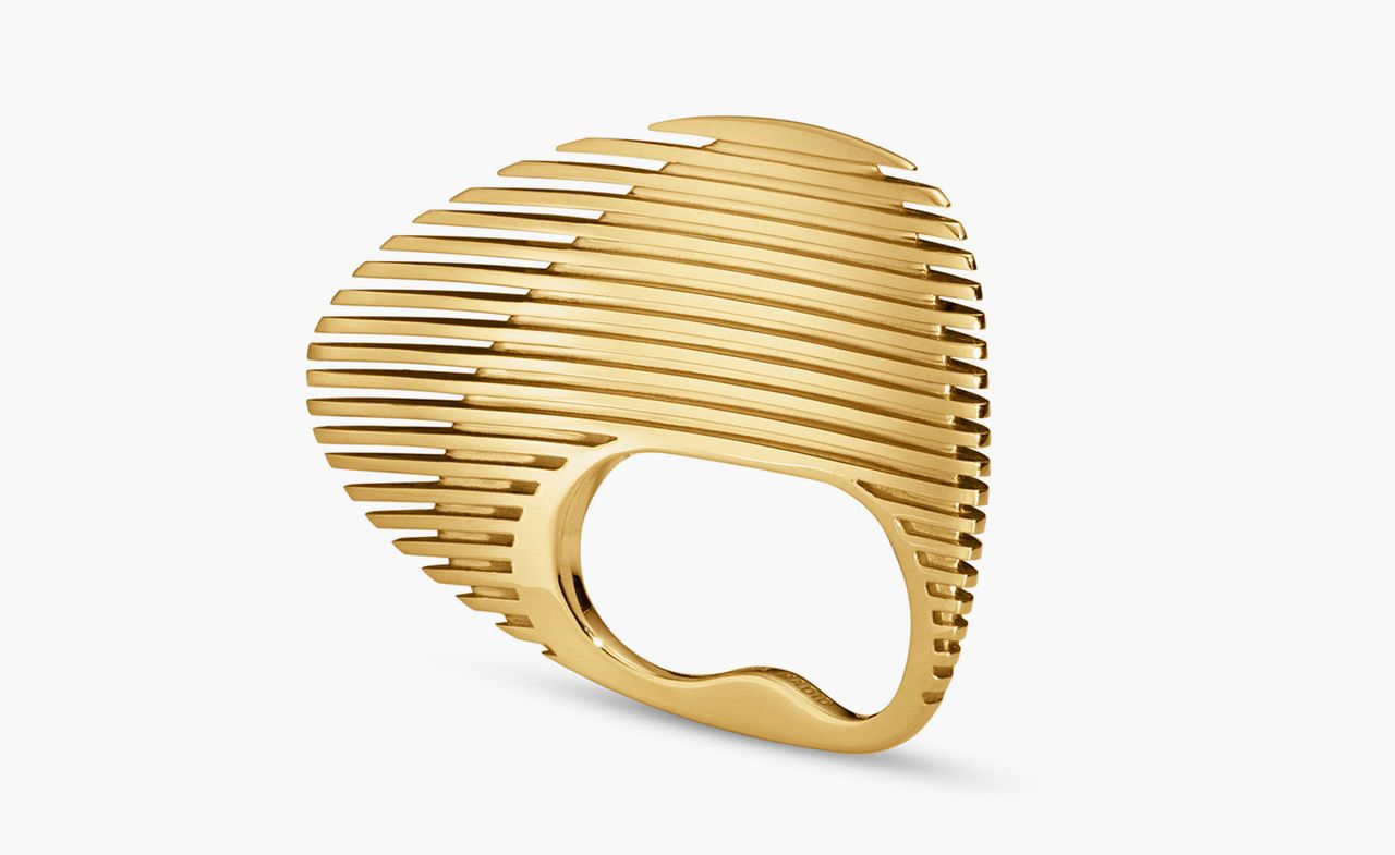 Double ring in 18-carat yellow gold