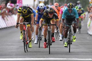 Lorenzo Manzin (right) sprints at the end of stage 4 at Tour Wallonie