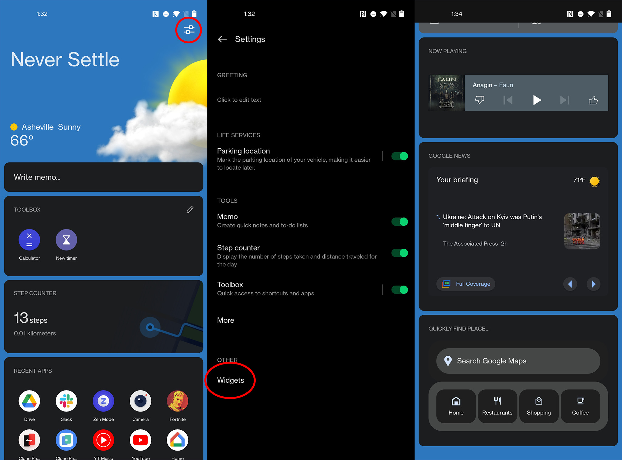 Adding widgets to the Shelf on OnePlus Nord N20