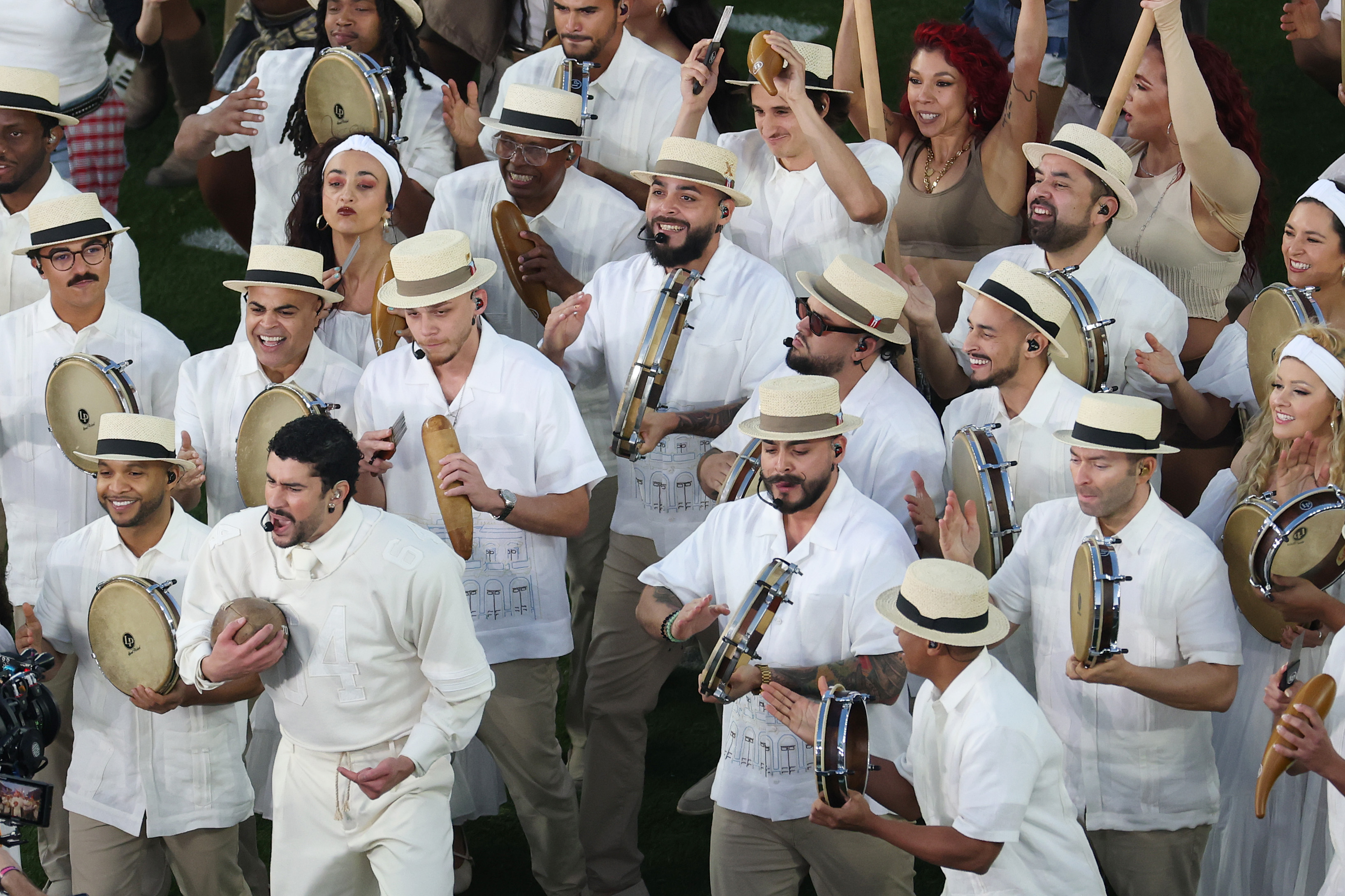 bad bunny and his pleneros at the 2026 super bowl