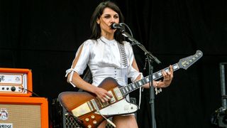 PJ Harvey performing at the Virgin V Festival 2003, Hylands Park, Chelmsford, Essex, United Kingdom.