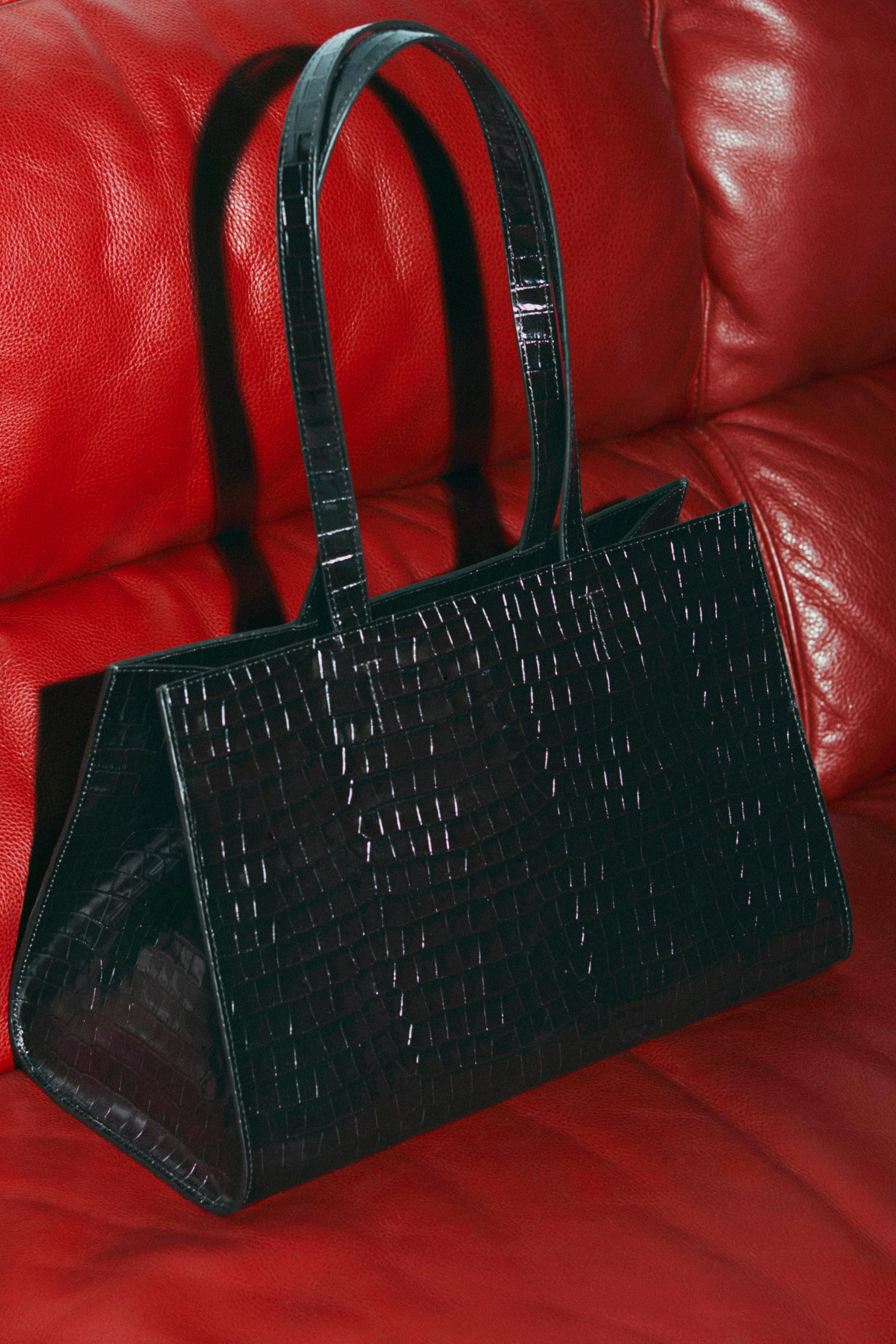 Gallery Tote Bag - Croc-Effect Leather
