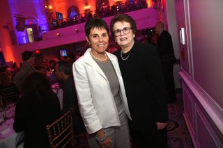 Former professional tennis players Ilana Kloss (L) and Billie Jean King attend The Women For Women International's Luncheon at 583 Park Avenue on May 2, 2017 in New York City.