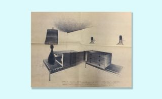 Sketches of ’marble table, combination sofa and table, combination bureau and luggage rack’