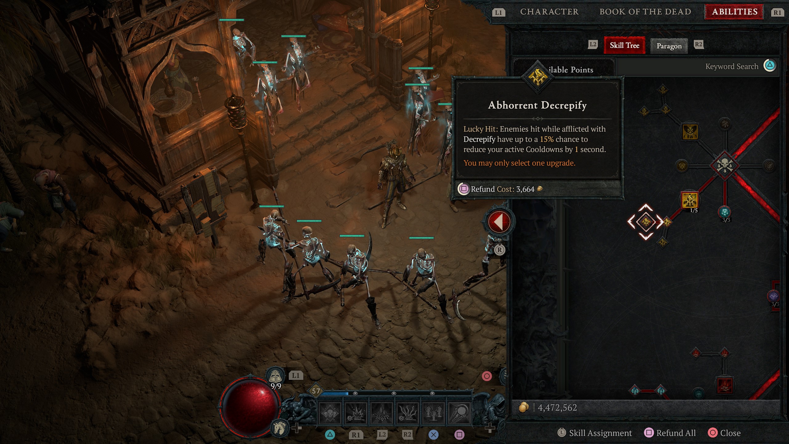 Diablo 4 Ghastly Blood Mist in the skill menu