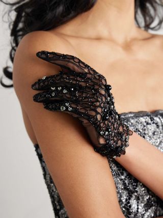 CLIO PEPPIATT Caviar Embellished Tulle Gloves