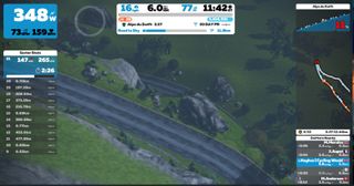 Image shows Anna riding up the Alpe du Zwift