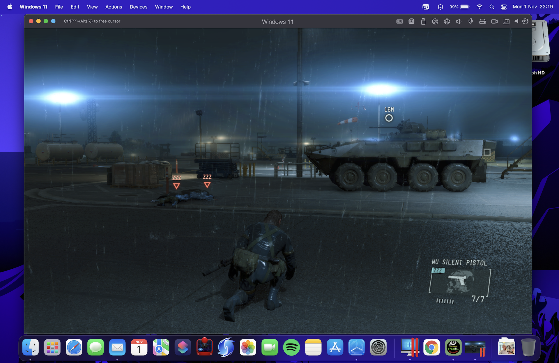 Metal Gear Solid 5: Ground Zeroes running on M1 Pro, Parallels Desktop 17