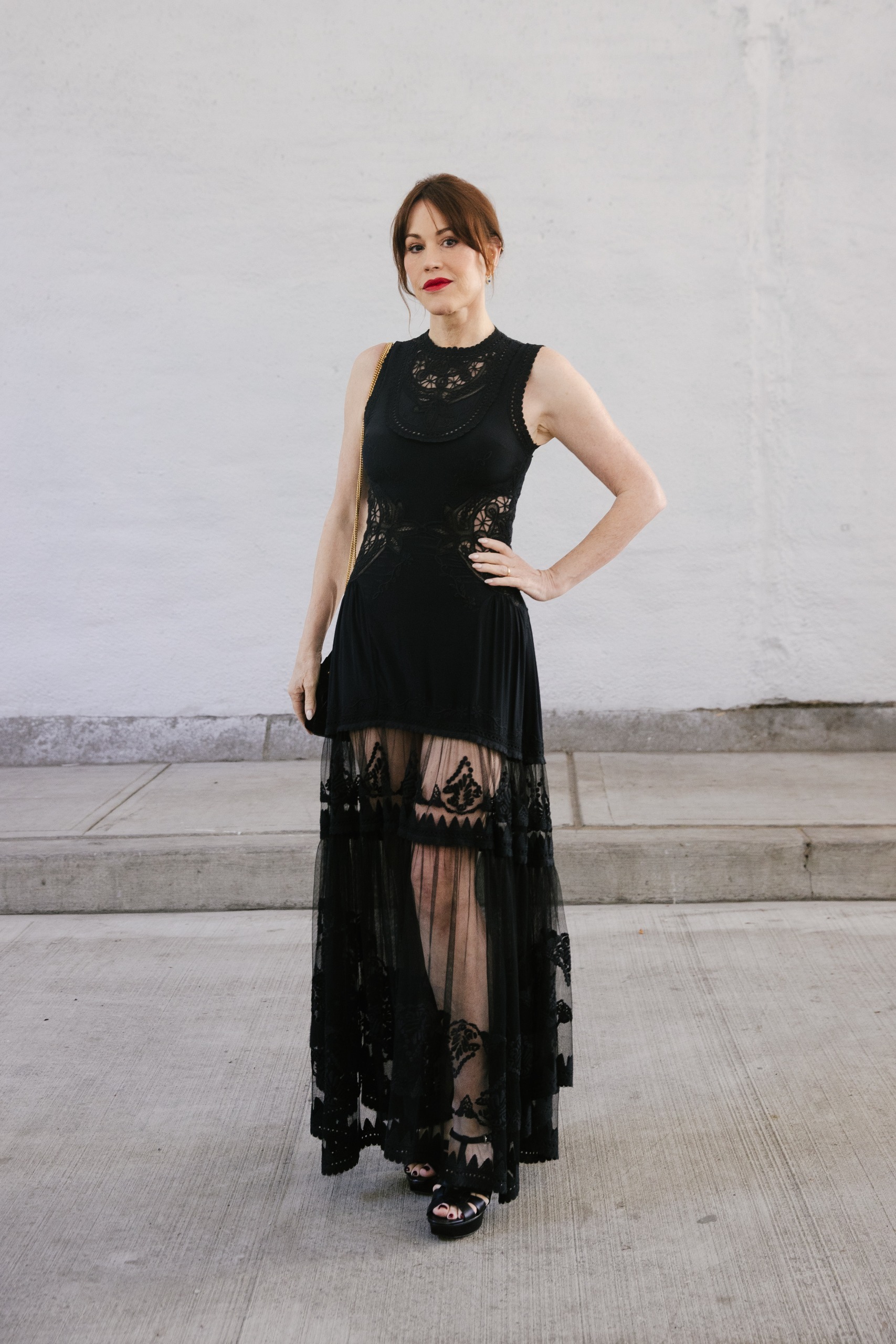 Molly Ringwald#039;s celebrity look at the Ulla Johnson New York Fashion Week show