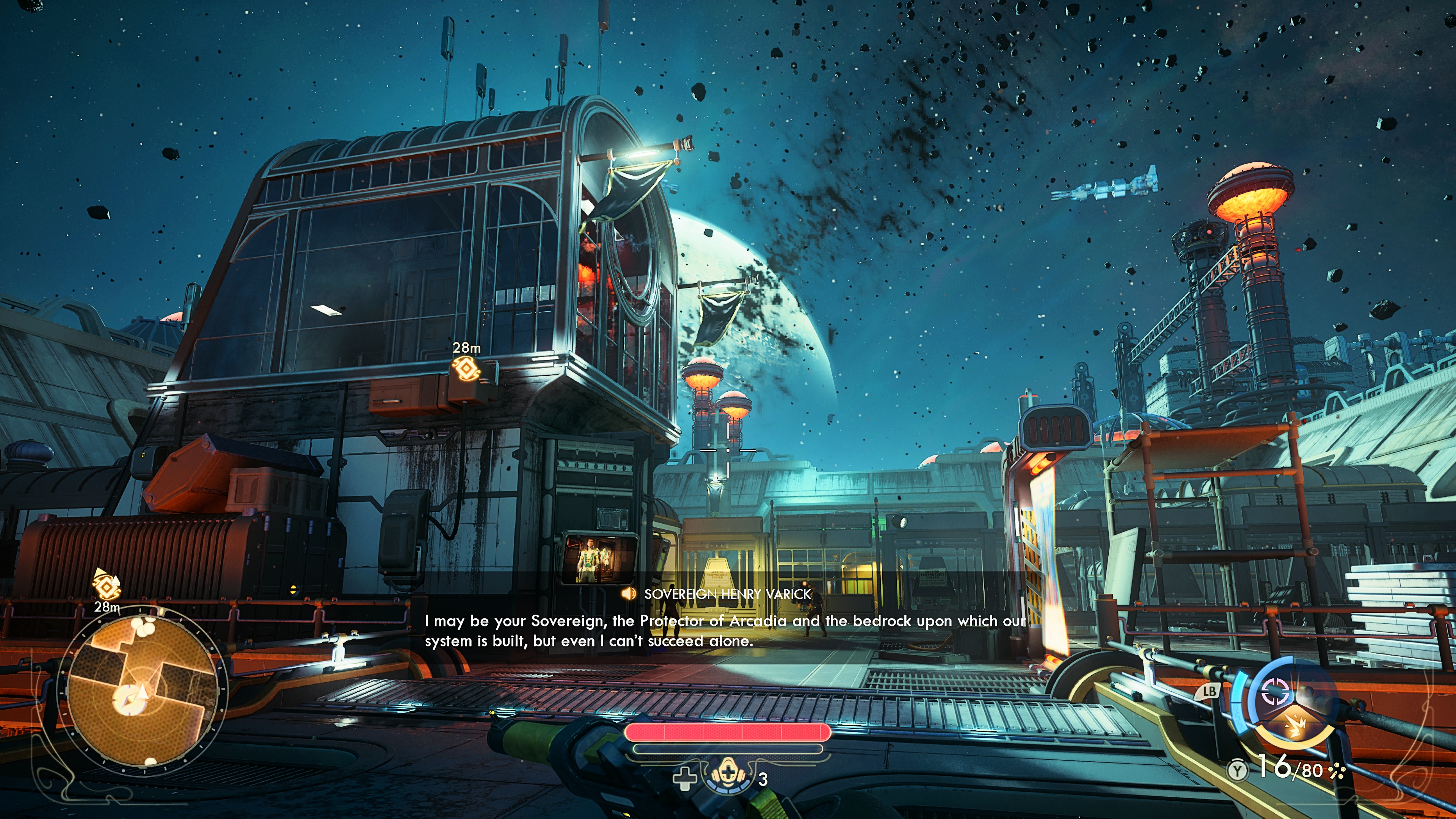 Screenshot of The Outer Worlds 2 preview running on Xbox Series X.