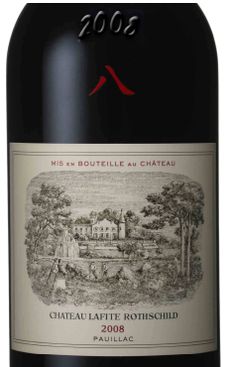 Ch&acirc;teau Lafite Rothschild 2008 label, stamped with the chinese number 8.