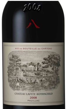 Ch&acirc;teau Lafite Rothschild 2008 label, stamped with the chinese number 8.