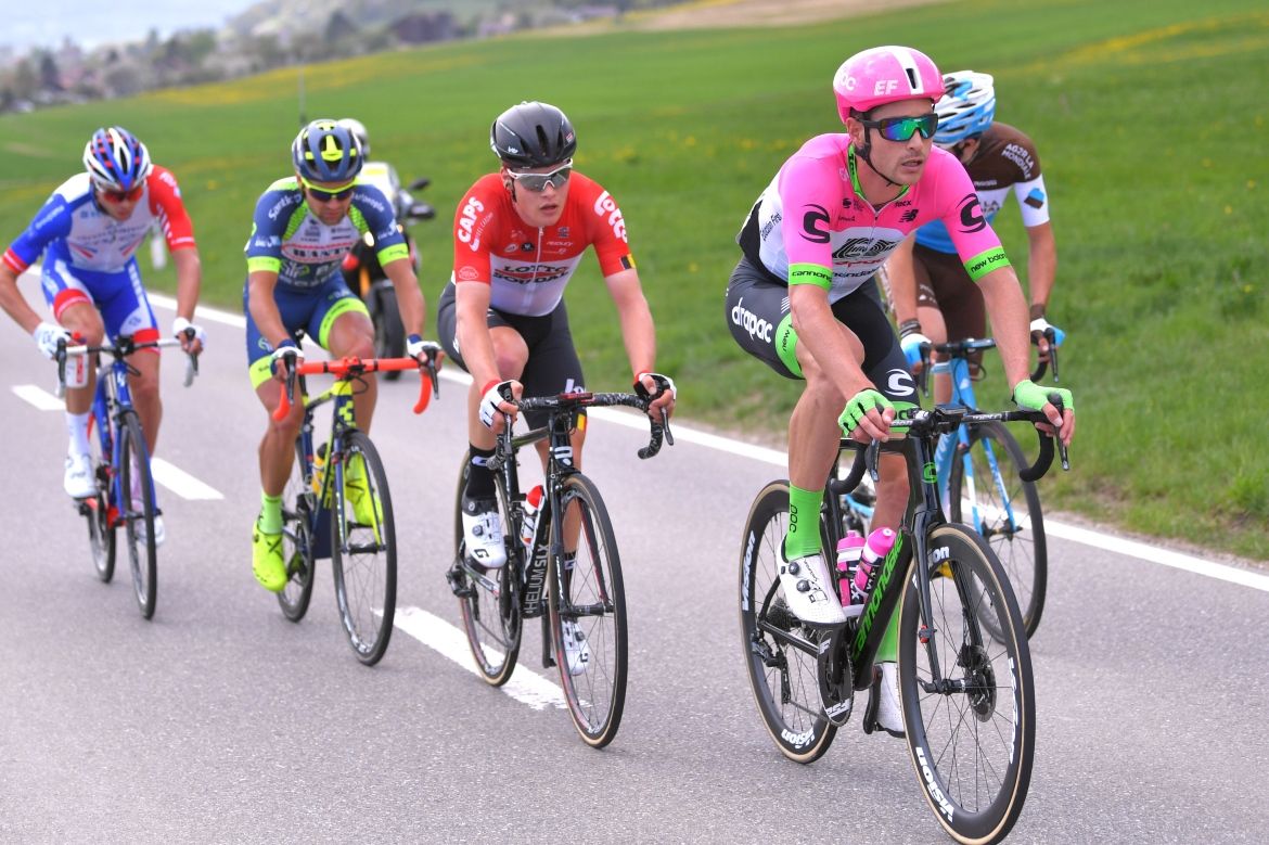 Will Clarke (EF Drapac) leads Remy Merz (Lotto Soudal)