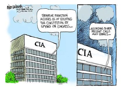 Political cartoon Feinstein CIA spying