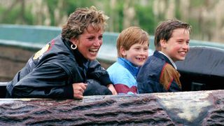 Diana Princess Of Wales, Prince William & Prince Harry Visit The 'Thorpe Park' Amusement Park