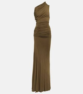 Draped One-Shoulder Jersey Gown