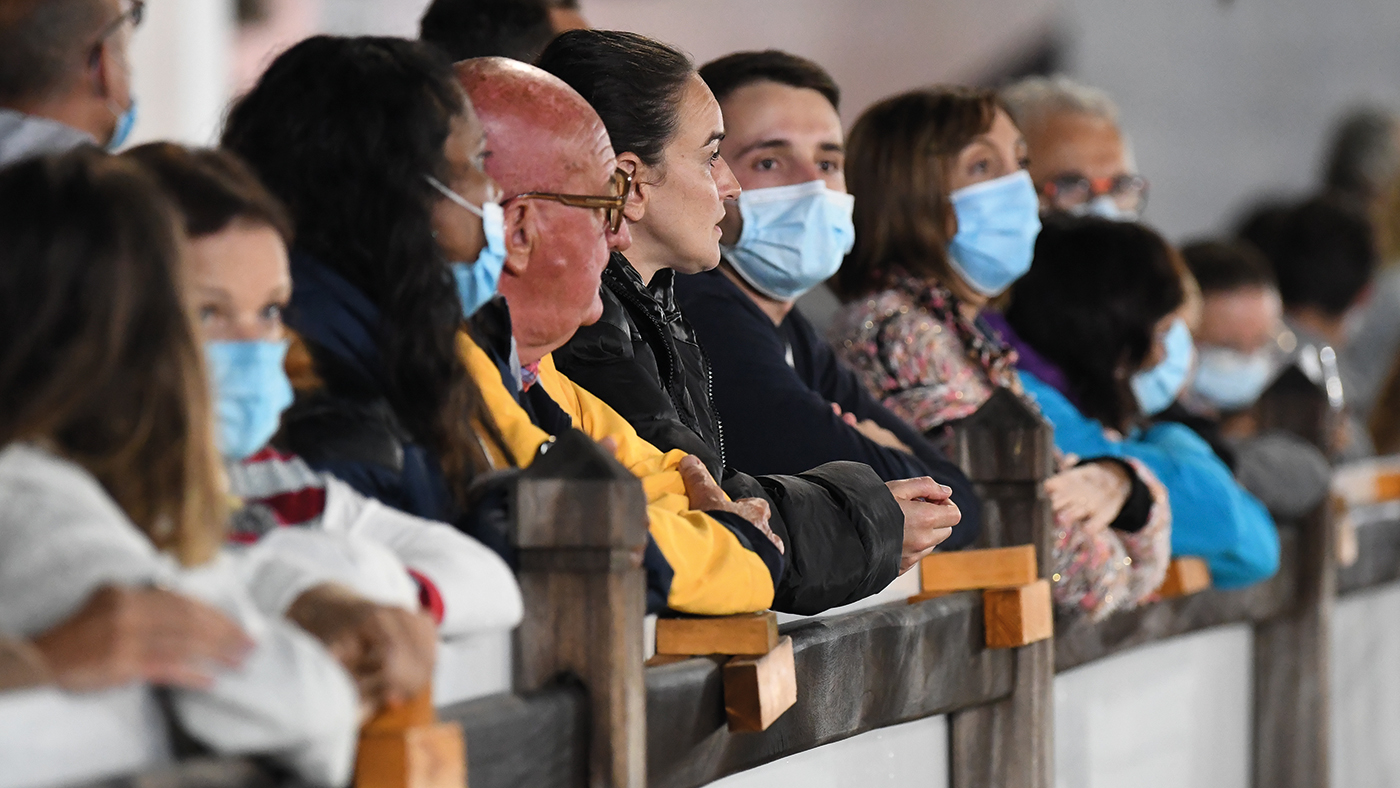 ST TROPEZ GRIMAUD, FRANCE - AUGUST 29: Public during the covid-19 period, during CSI5* Grand Prix - Jump Off - 1.60m - prize pool 200.000 euro. St Tropez - Grimaud 2020 (Photo by Davide Mombelli/Corbis via Getty Images)