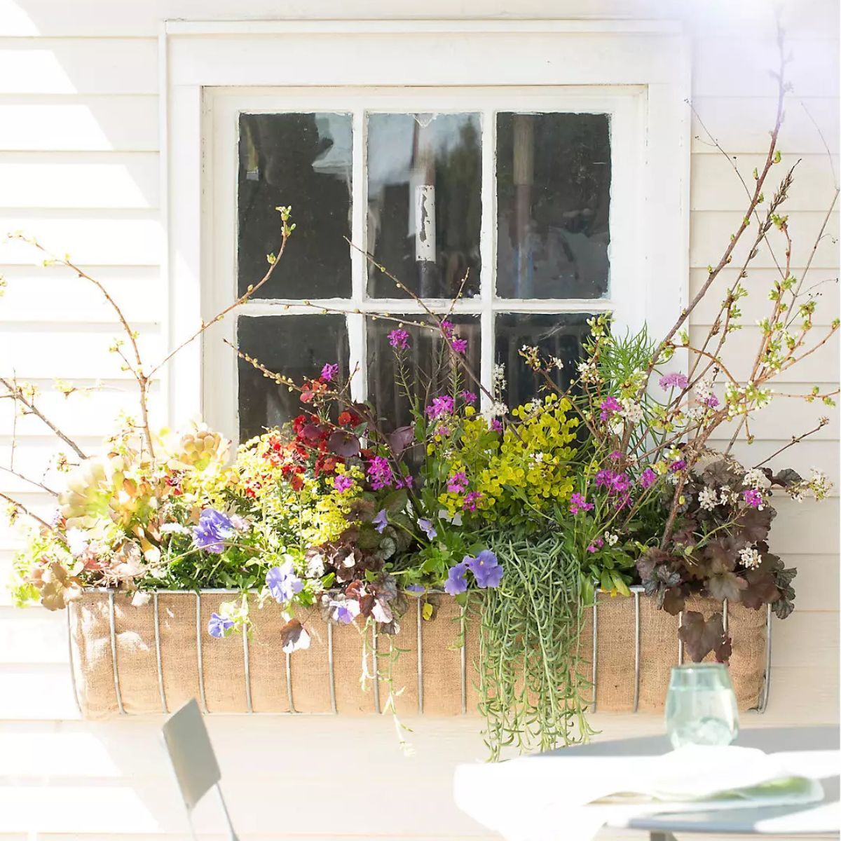A window box filled with flowers