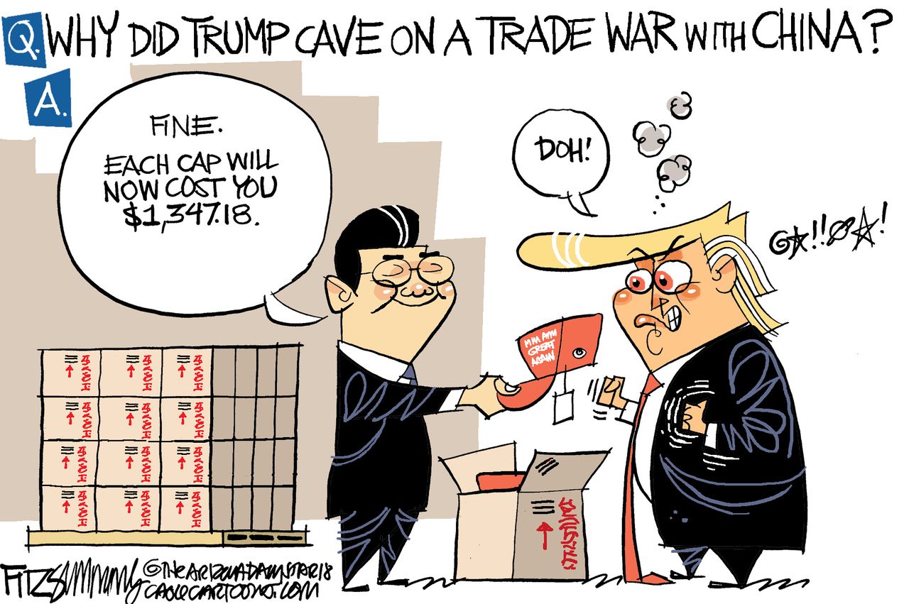 Political cartoon US Trump China trade war