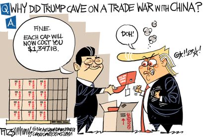 Political cartoon US Trump China trade war