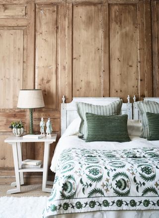 Bedroom with last minute Christmas styling by Birdie Fortescue
