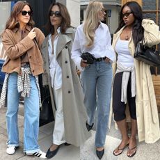 fashion collage featuring style influencers wearing chic shoe trends for spring 2026 including Adidas sneakers, V-cut flats, slingback heels, and heeled flip-flop sandals