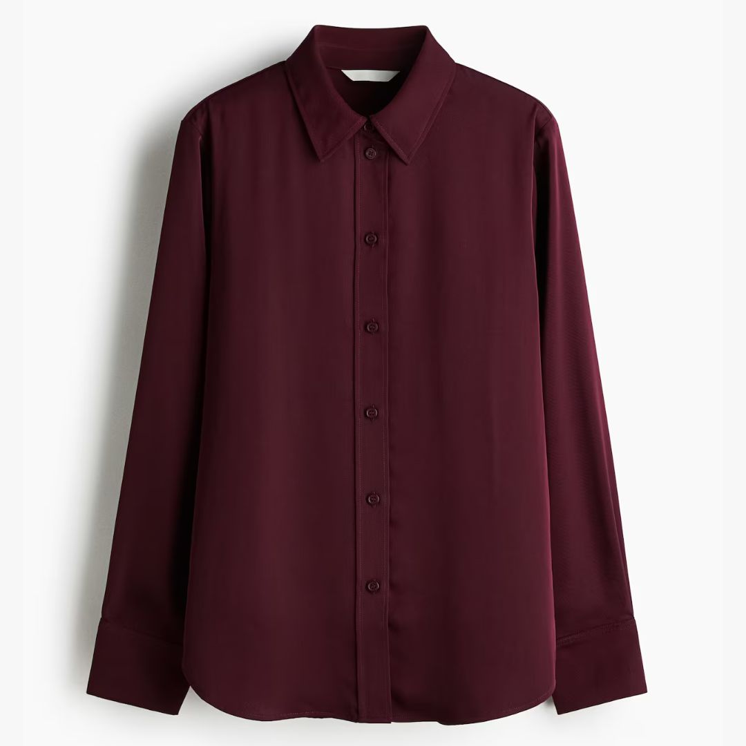 H&amp;amp;M Burgundy Long-Sleeved Shirt