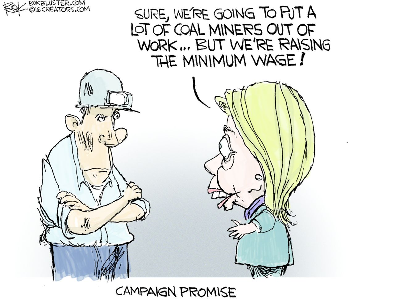 Political Cartoon U.S. Hillary Coal 2016