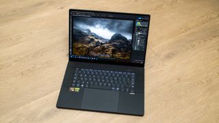 Asus ProArt P16 H7606WX on a wodden floor