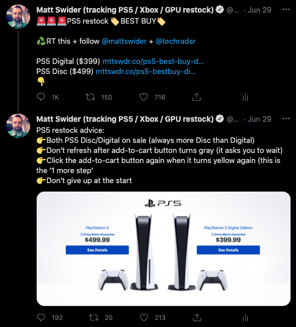 PS5 restock Best Buy Twitter alert