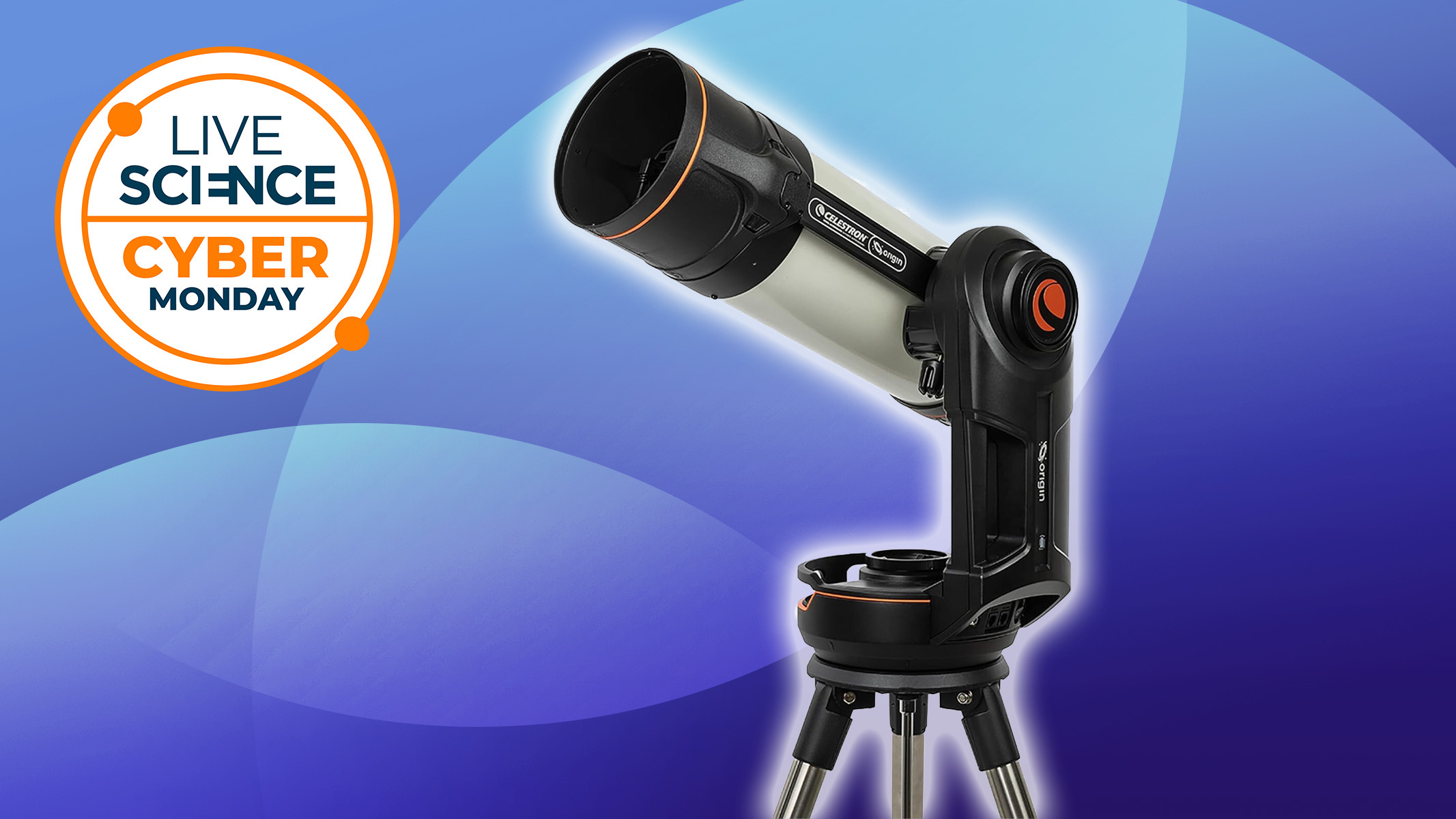 Product photo of the Celestron Origin on a blue background