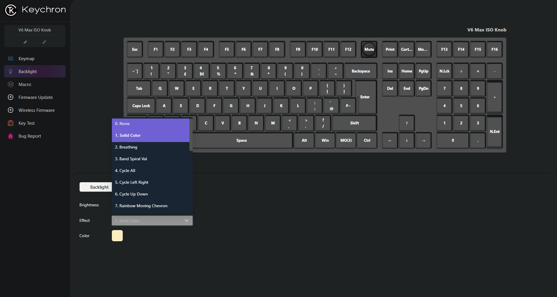 Keychron keyboard app in use