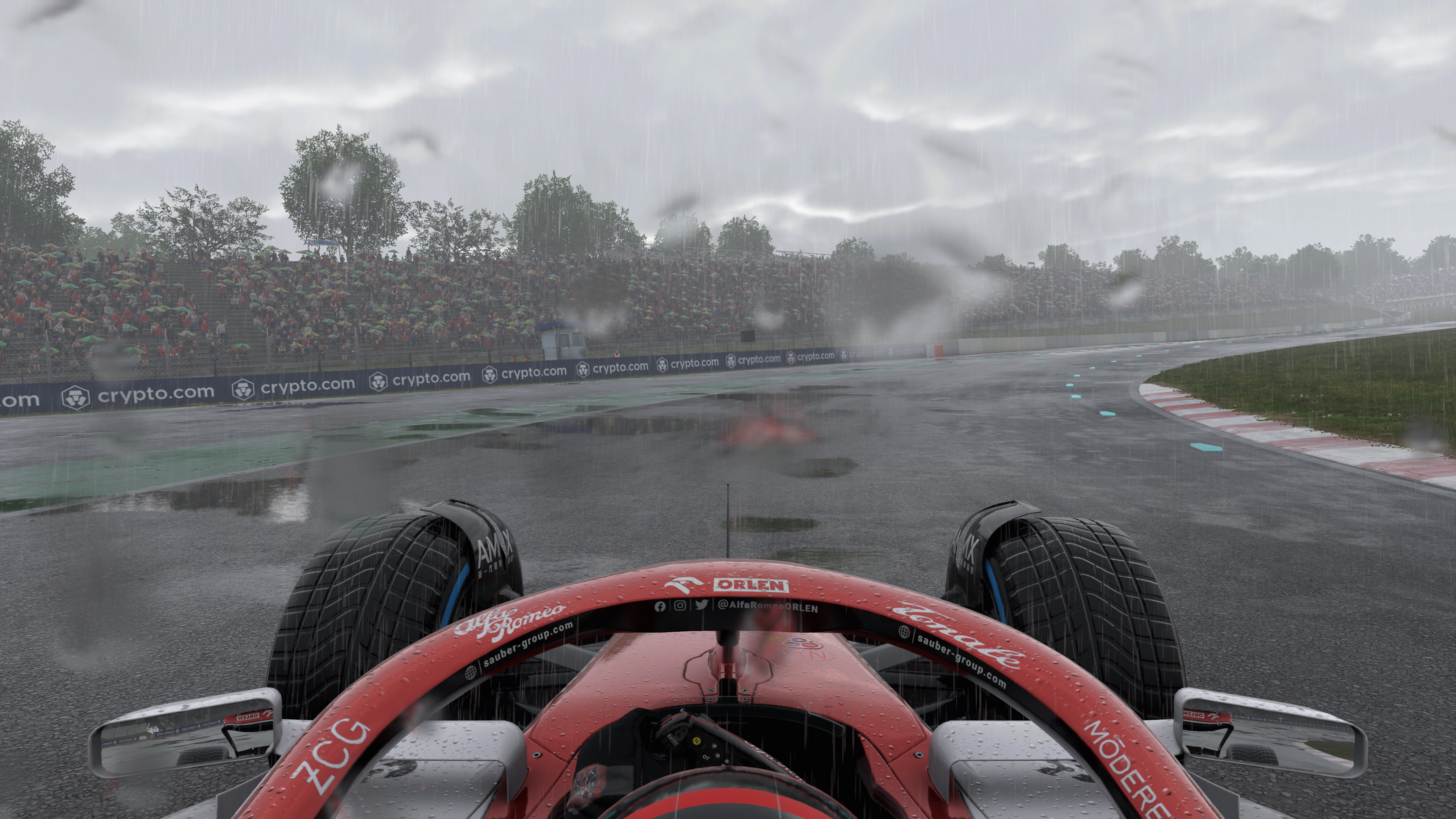 Screenshots from F1 22 showing various ray-traced effects on and off
