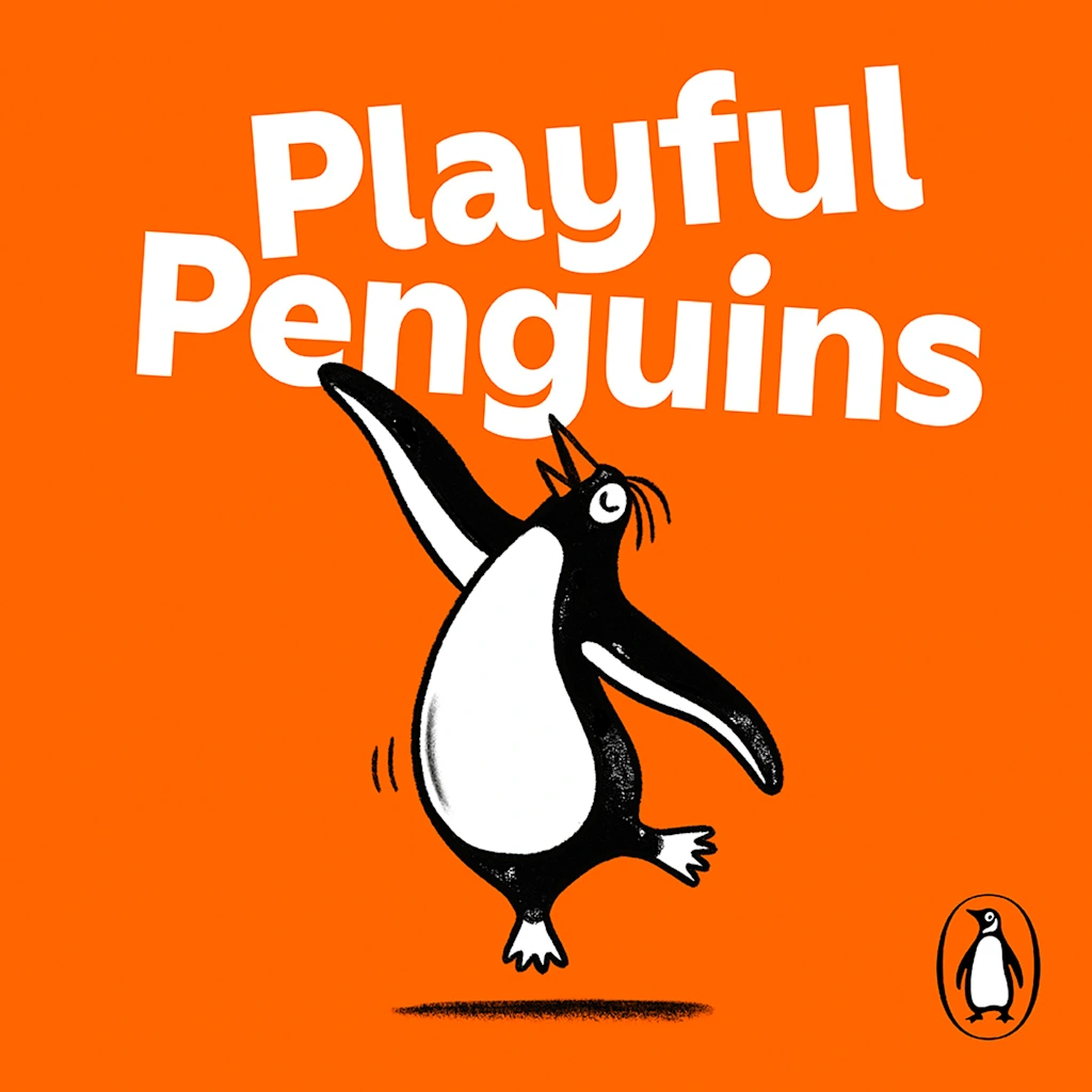 Penguin Random House Playful Penguins campaign with illustrated penguins in different scenarios