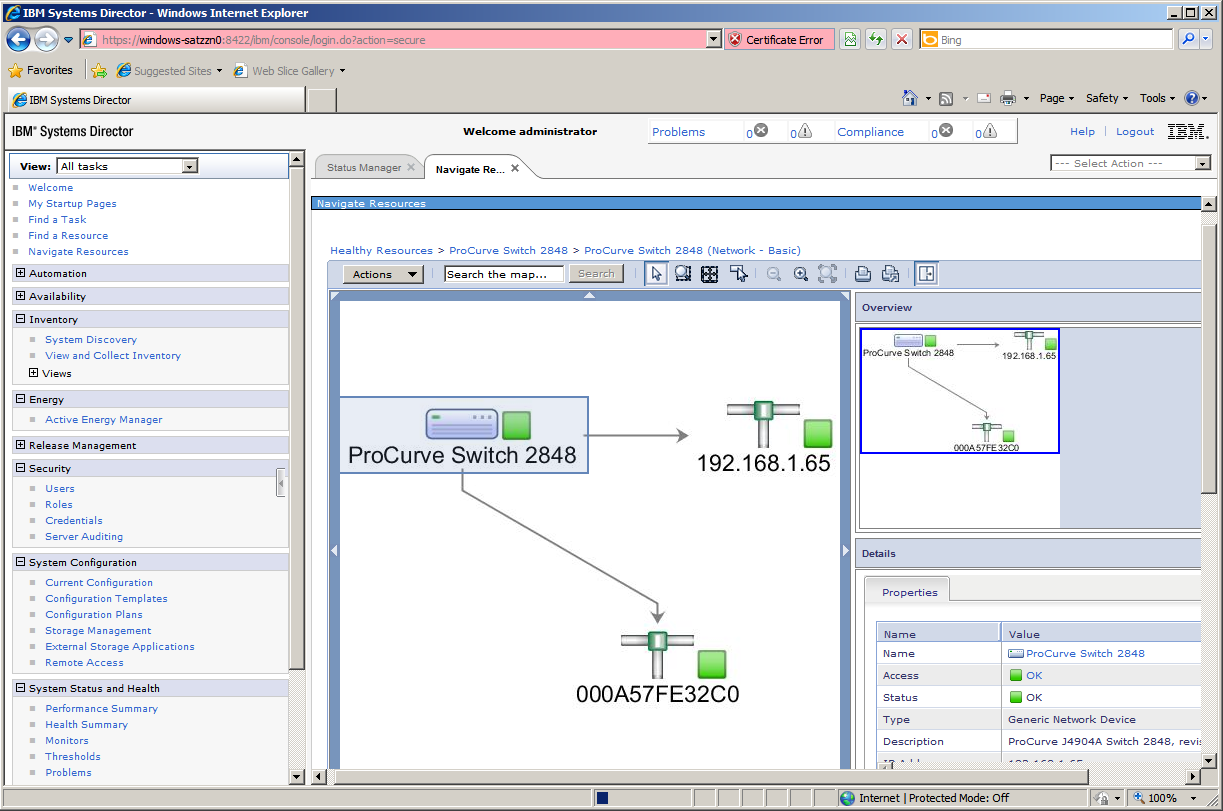 IBM&rsquo;s Systems Director is included with the server and provides plenty of management tools including a network mapping featur