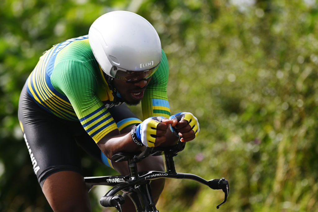 STIRLING SCOTLAND AUGUST 09 Renus Uhiriwe Byiza of Rwanda sprints during the Men Under 23 Individual Time Trial a 362km race from Stirling to Stirling 80m at the 96th UCI Cycling World Championships Glasgow 2023 Day 7 UCIWT on August 09 2023 in Glasgow Stirling Photo by Dario BelingheriGetty Images