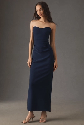 Bhldn Pippa Strapless Sweetheart Crepe Column Maxi Dress