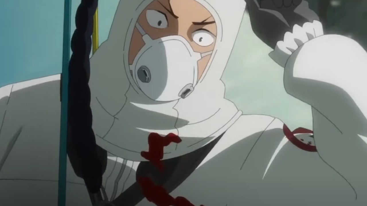 Kafka in his cleaning crew suit