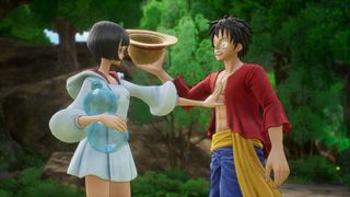 One Piece Odyssey outfits - Luffy holding his hat