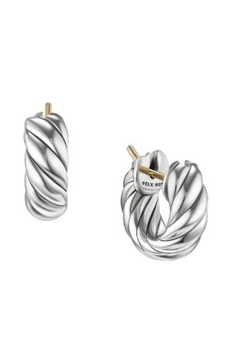 Sculpted Cable Hoop Earrings in Sterling Silver