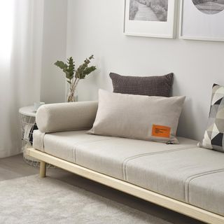 grey coloured daybed with pillow and frame