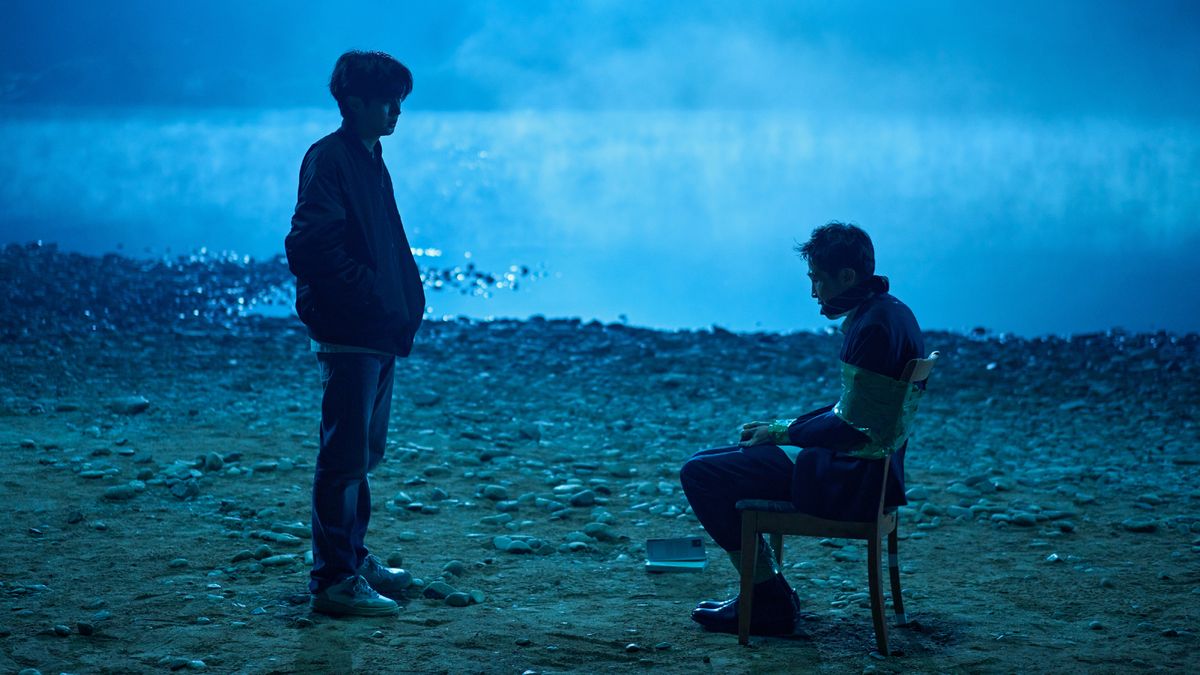 Two strangers by a night lake in Netflix&#039;s A Killer Paradox