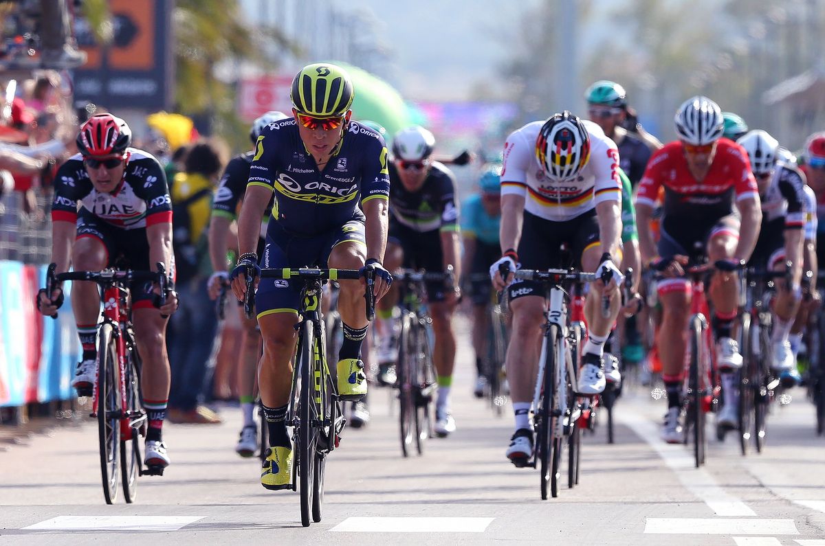 Caleb Ewan (Orica-Scott) was the best of the rest behind Lukas P&ouml;stlberger (Bora-Hansgrohe)