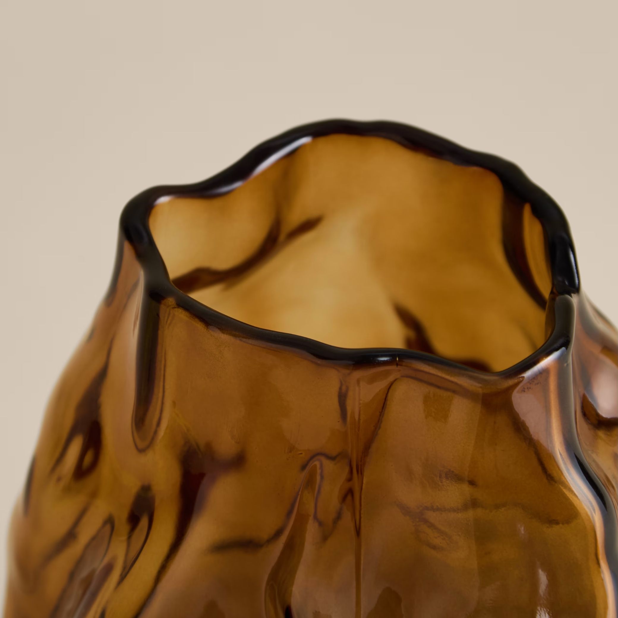 M&amp;amp;S Medium Irregular Smoked Glass Vase.