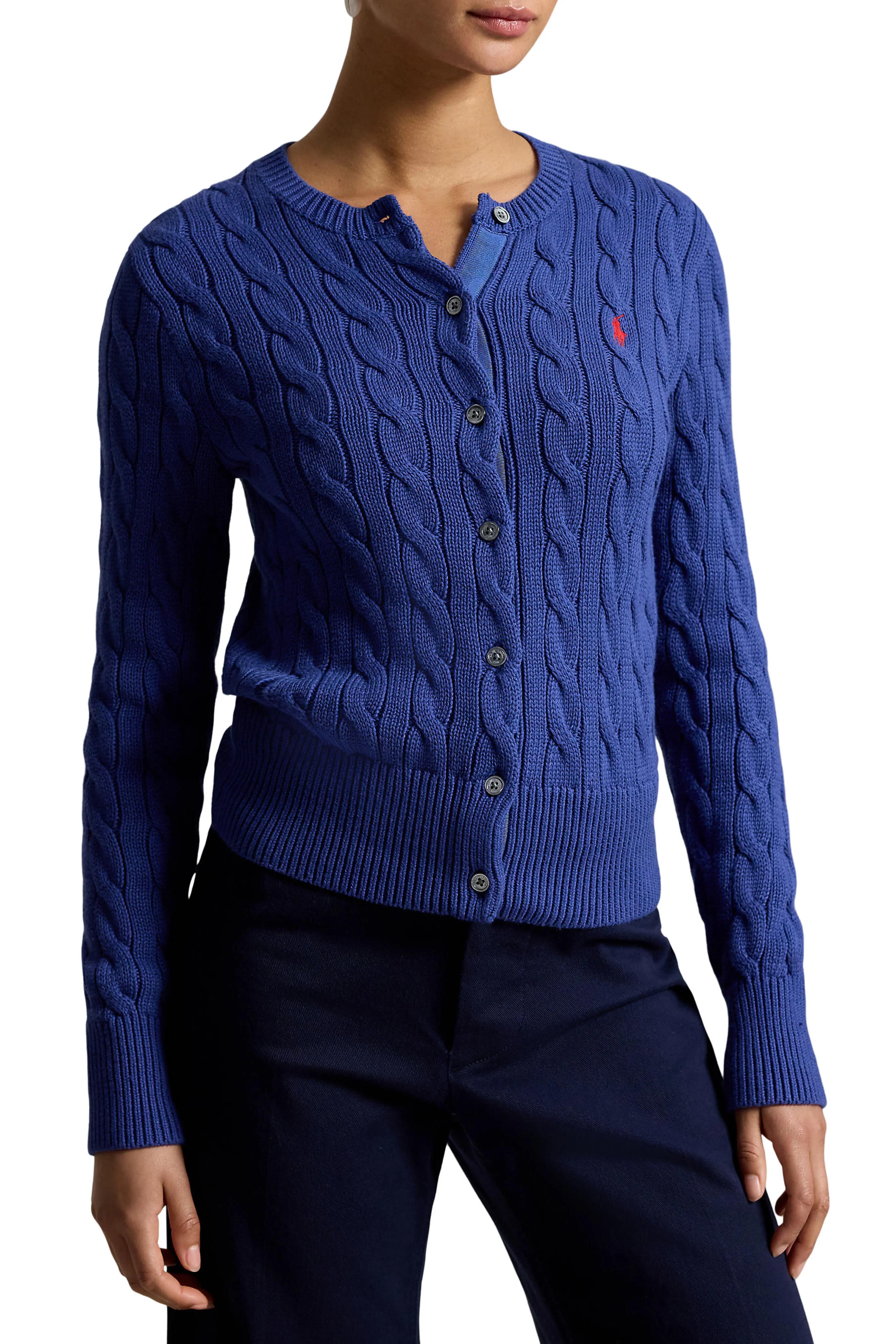 Polo Ralph Lauren, Cable Knit Cotton Crewneck Cardigan