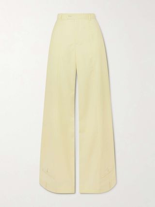 Upside-Down Wool-Blend Wide-Leg Pants