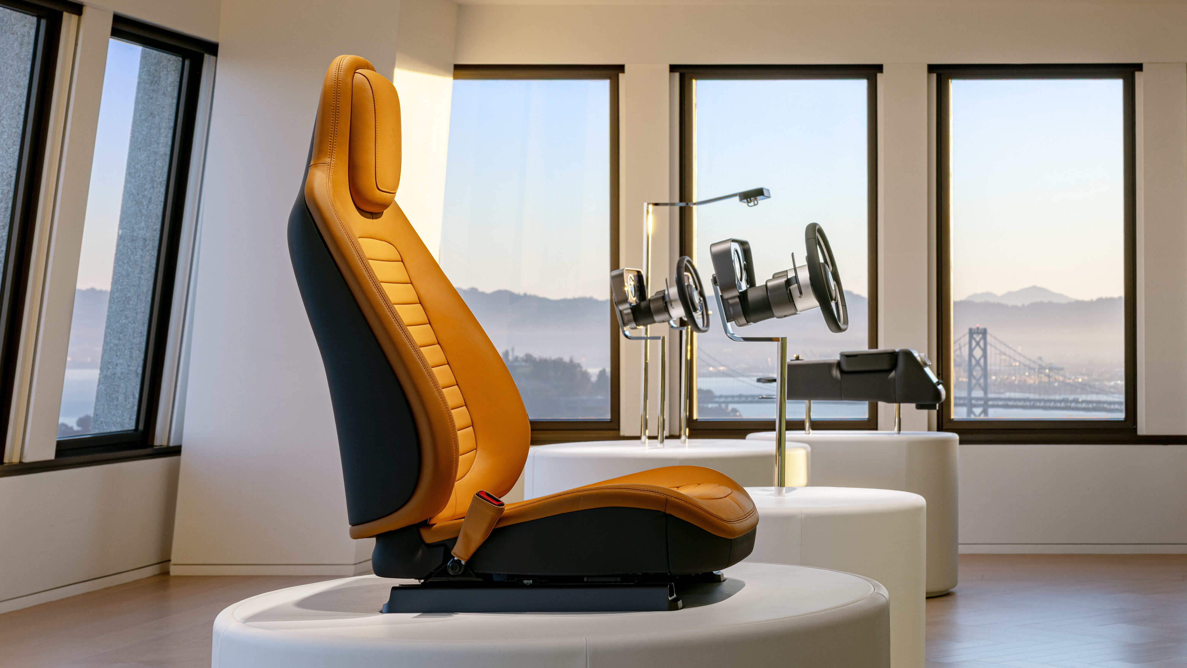 Ferrari Luce seat on show in the Transamerica Pyramid